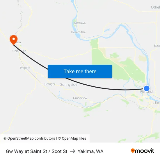 Gw Way at Saint St / Scot St to Yakima, WA map