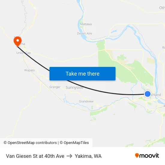 Van Giesen St at 40th Ave to Yakima, WA map