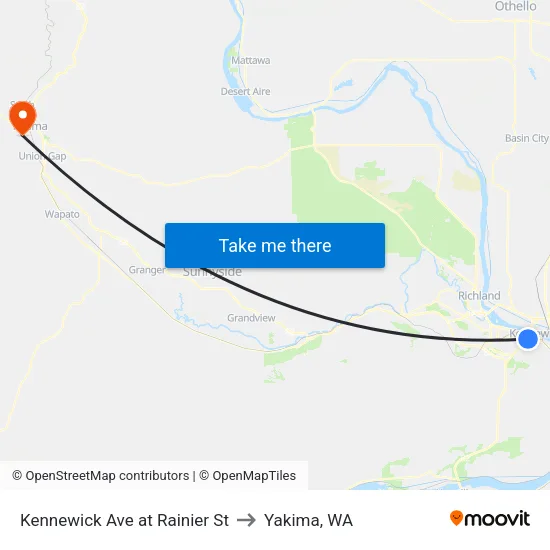 Kennewick Ave at Rainier St to Yakima, WA map