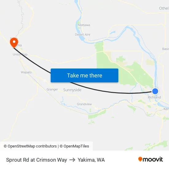 Sprout Rd at Crimson Way to Yakima, WA map