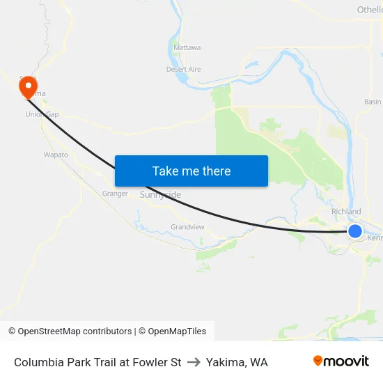 Columbia Park Trail at Fowler St to Yakima, WA map