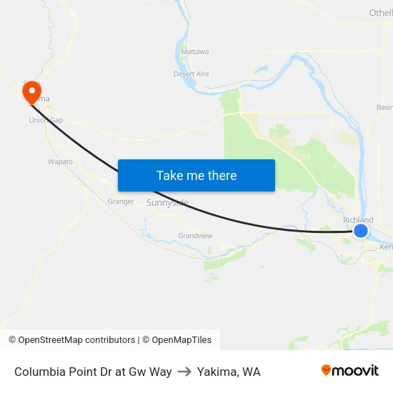 Columbia Point Dr at Gw Way to Yakima, WA map