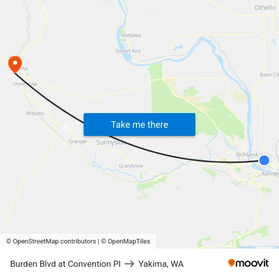 Burden Blvd at Convention Pl to Yakima, WA map