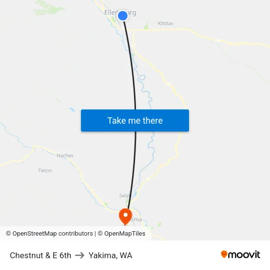 Chestnut & E 6th to Yakima, WA map