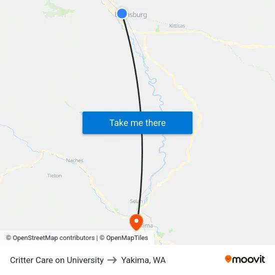 Critter Care on University - Eastbound to Yakima, WA map