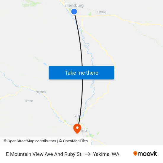 E Mountain View Ave & Ruby St. to Yakima, WA map