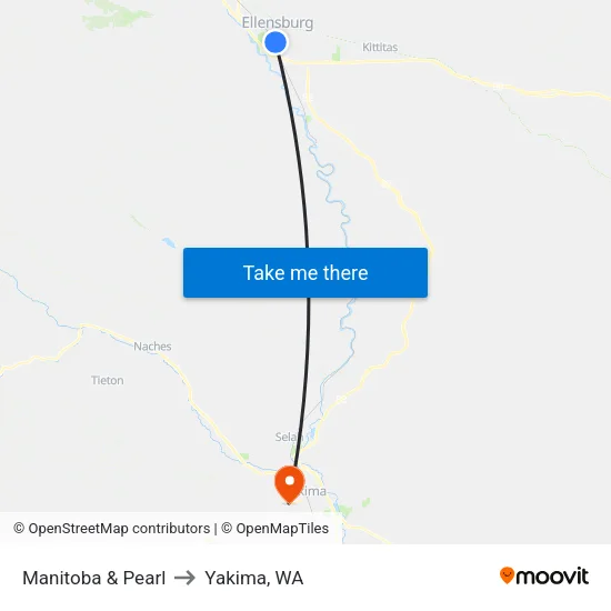 Manitoba & Pearl - Eastbound to Yakima, WA map