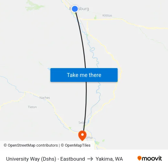 University Way (Dshs) - Eastbound to Yakima, WA map
