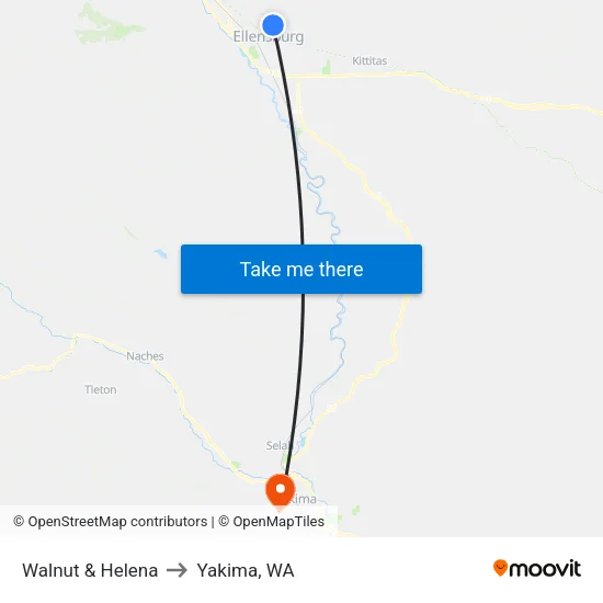 Walnut & Helena - Northbound to Yakima, WA map