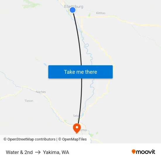 Water & 2nd - Southbound to Yakima, WA map