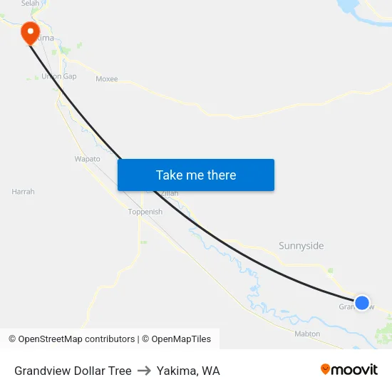 Grandview Dollar Tree to Yakima, WA map