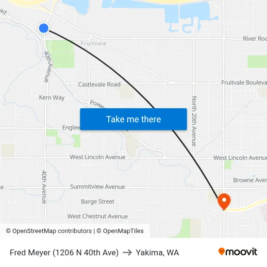 Fred Meyer (1206 N 40th Ave) to Yakima, WA map