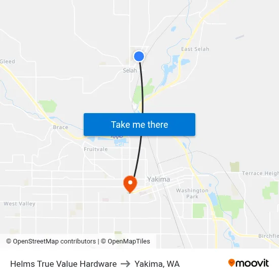 Helms True Value Hardware to Yakima, WA map