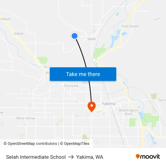 Selah Intermediate School to Yakima, WA map