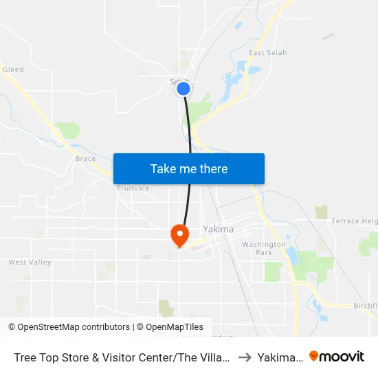 Tree Top Store & Visitor Center/The Villager Apartments to Yakima, WA map
