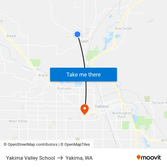Yakima Valley School to Yakima, WA map