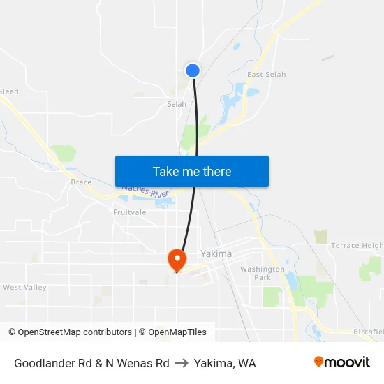 Goodlander Rd & N Wenas Rd to Yakima, WA map