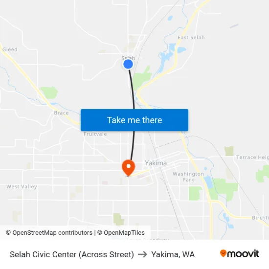 Selah Civic Center (Across Street) to Yakima, WA map