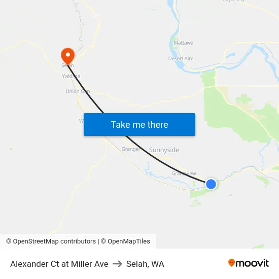 Alexander Ct at Miller Ave to Selah, WA map