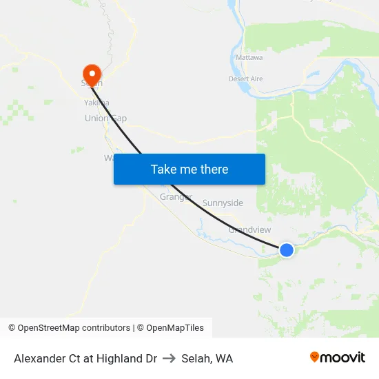 Alexander Ct at Highland Dr to Selah, WA map