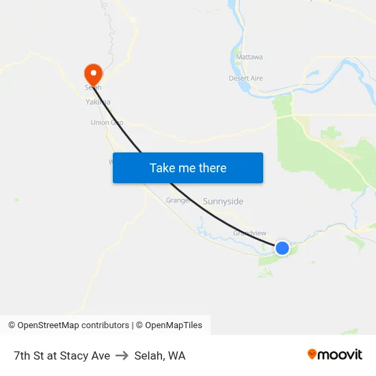 7th St at Stacy Ave to Selah, WA map