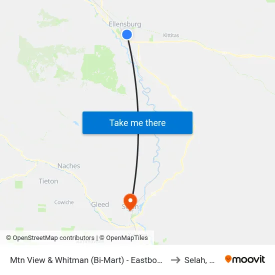 Mtn View & Whitman (Bi-Mart) - Eastbound to Selah, WA map
