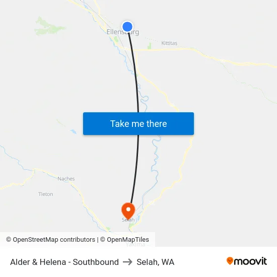 Alder & Helena - Southbound to Selah, WA map