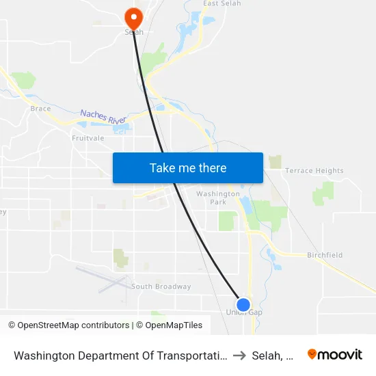 Washington Department Of Transportation to Selah, WA map