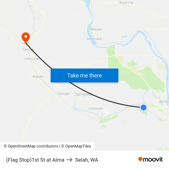 (Flag Stop)1st St at Alma to Selah, WA map