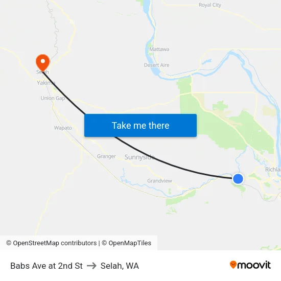 Babs Ave at 2nd St to Selah, WA map