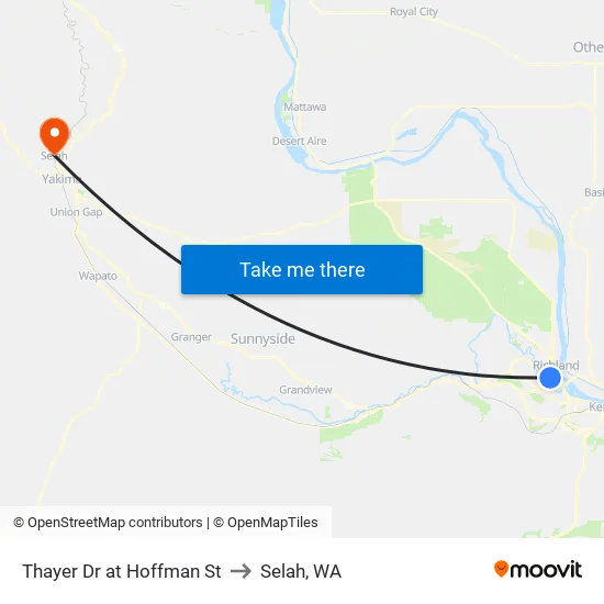 Thayer Dr at Hoffman St to Selah, WA map