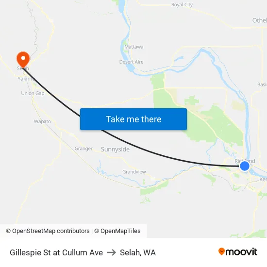 Gillespie St at Cullum Ave to Selah, WA map