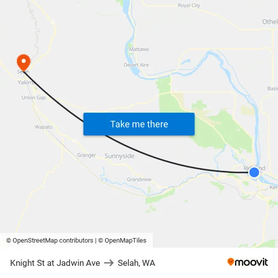 Knight St at Jadwin Ave to Selah, WA map