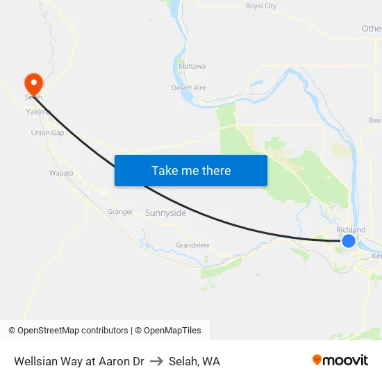 Wellsian Way at Aaron Dr to Selah, WA map