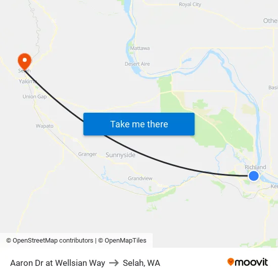 Aaron Dr at Wellsian Way to Selah, WA map