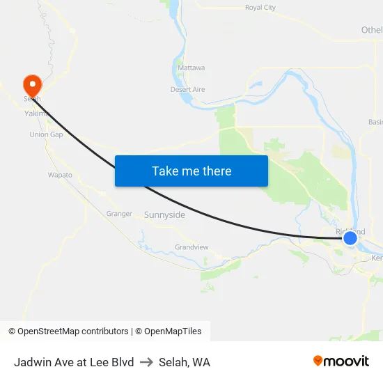 Jadwin Ave at Lee Blvd to Selah, WA map