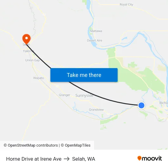 Horne Drive at Irene Ave to Selah, WA map