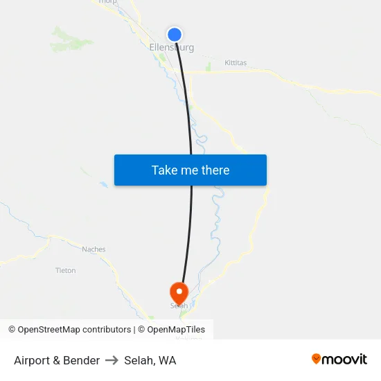 Airport & Bender Southbound to Selah, WA map