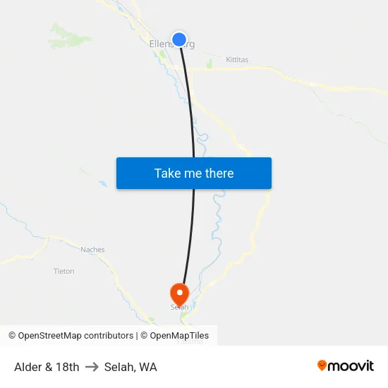 Alder & 18th - Southbound to Selah, WA map