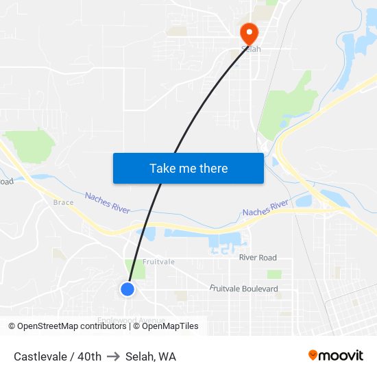 Castlevale / 40th to Selah, WA map