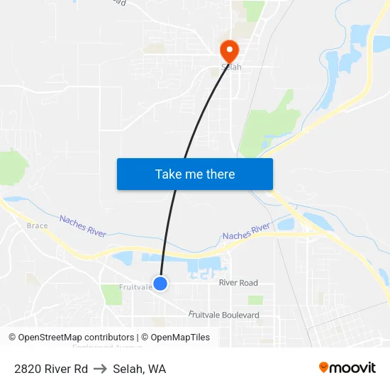 2820 River Rd to Selah, WA map