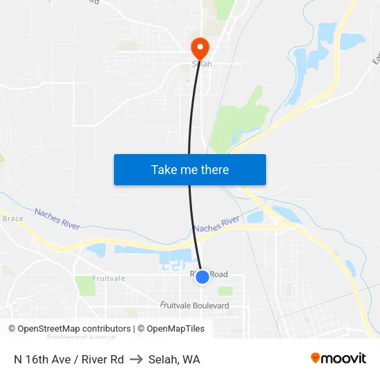 N 16th Ave / River Rd to Selah, WA map