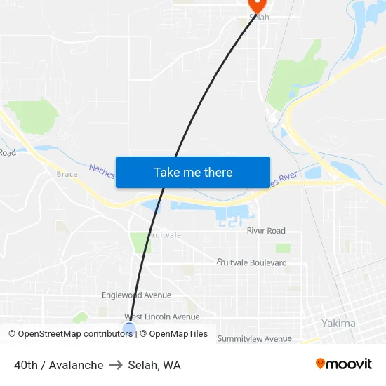 40th / Avalanche to Selah, WA map
