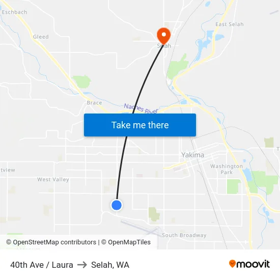 40th Ave / Laura to Selah, WA map