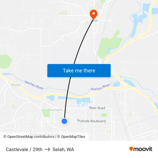 Castlevale / 29th to Selah, WA map