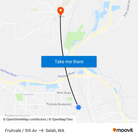 Fruitvale / 5th Av to Selah, WA map