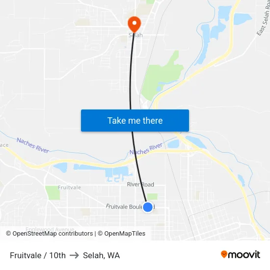 Fruitvale / 10th to Selah, WA map