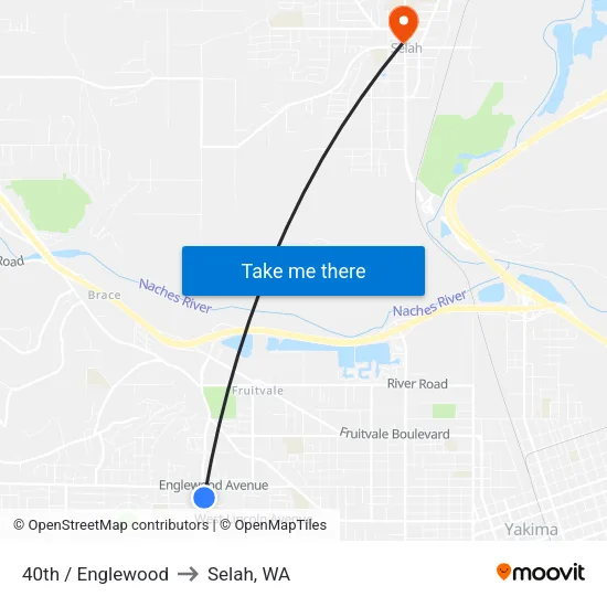 40th / Englewood to Selah, WA map