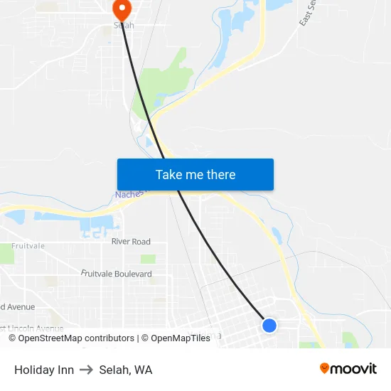 Holiday Inn to Selah, WA map