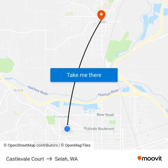 Castlevale  Court to Selah, WA map
